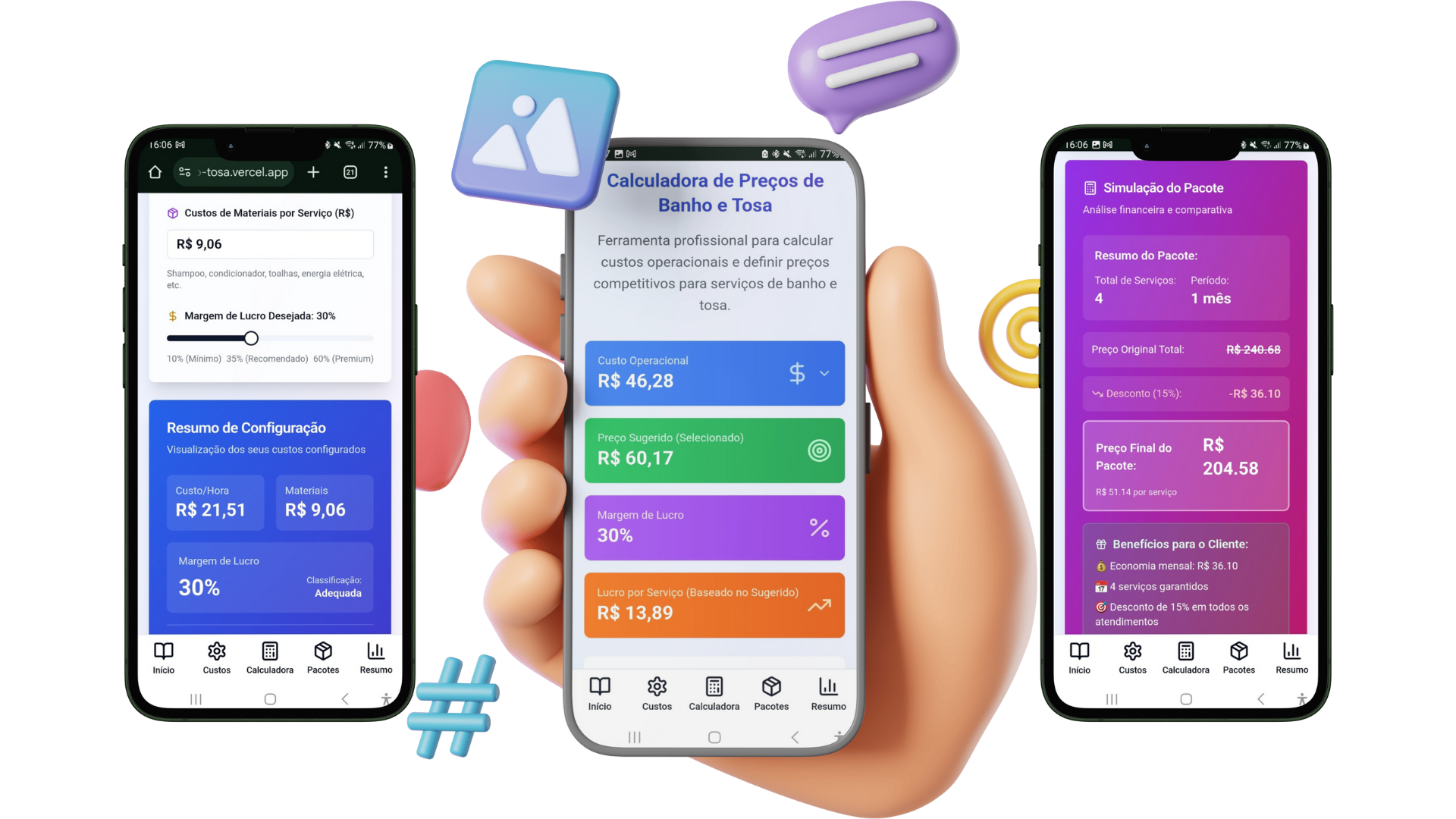 Mockup Calculadora Banho e Tosa VetWeb